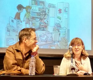 Illustrator Rui Sousa and author Vanda Brotas at the launch of the children's book